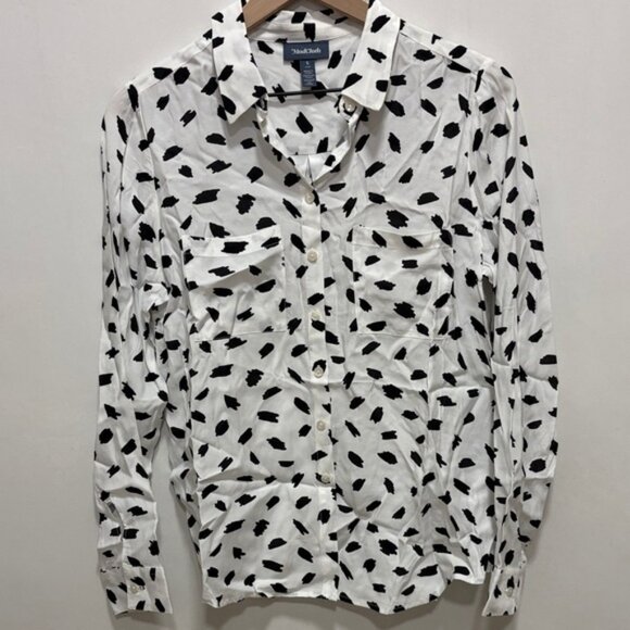Modcloth Black and White Patterned Button Down Shirt - Picture 1 of 6